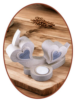 Mini Duo Ash Urn &#039;Hearts&#039; with tealight holder in Different Colors - HMP625T