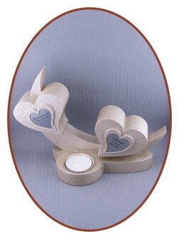 Mini Duo Ash Urn &#039;Hearts&#039; with tealight holder in Different Colors - HMP625T