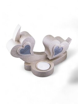 Mini Duo Ash Urn &#039;Hearts&#039; with tealight holder in Different Colors - HMP625T