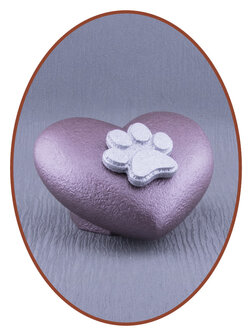 Mini Ash Urn &#039;Heart with Paw print&#039; in Different Colors - HMP601D