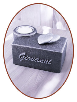 Mini Ash Urn with Tealight Holder &#039;Name &amp; Hearts&#039; - HMP661B