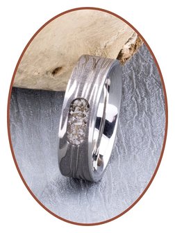 JB Memorials Stainless Steel Cremation Ash Ring with Damascus Pattern - RB044DAM