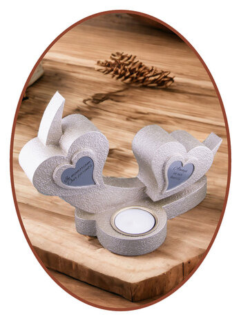 Mini Duo Ash Urn 'Hearts' with tealight holder in Different Colors - HMP625T