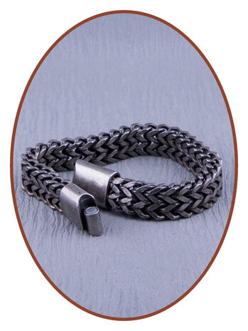 Stainless Steel Mens Vintage Engravable Cremation Ash Bracelet  - AB403V