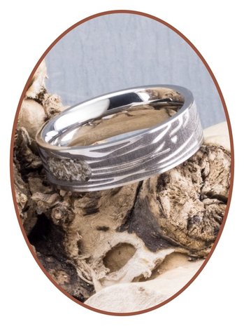 JB Memorials Stainless Steel Cremation Ash Ring with Damascus Pattern - RB044DAM