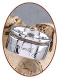 JB Memorials Silver Chrome Ladies Handwriting Cremation Ring - RB046DH