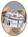 JB Memorials Silver Chrome Ladies Handwriting Cremation Ring - RB046DH