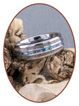 JB Memorials Natureline Abalone Shell Tungsten Duo Cremation Ash Ring - WR007