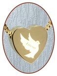 Stainless Steel 'Dove-Forever' Heart Cremation Pendant Gold Plated - G304M