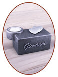 Mini Ash Urn with Tealight Holder 'Name & Hearts' - HMP661B