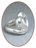 JB Memorials 925 Sterling Silver XL 'Heart' Cremation Ring - RB074