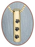 Stainless Steel 'Paw' Cremation Pendant Gold Plated - D003G