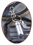 Aluminium Cremation Ash Key Ring Angel Wing  - ALU04A