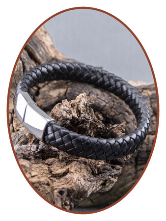 JB Memorials Stainless Steel Leather Cremation Ash Bracelet - ASB025