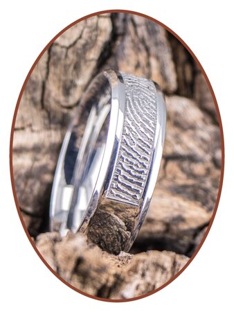 316L Stainless Steel (Duo) Fingerprint Remembrance Ring - TR009V