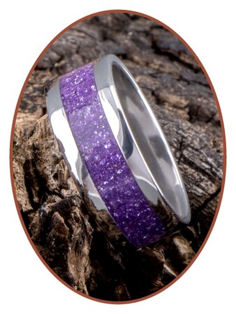 JB Memorials Stainless Steel Unisex Cremation Ash Ring 'Magic Violet'- CRA011