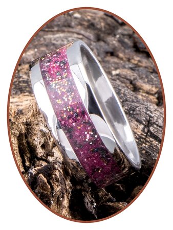 JB Memorials Stainless Steel Unisex Cremation Ash Ring 'Rose Red/Pink'- CRA009