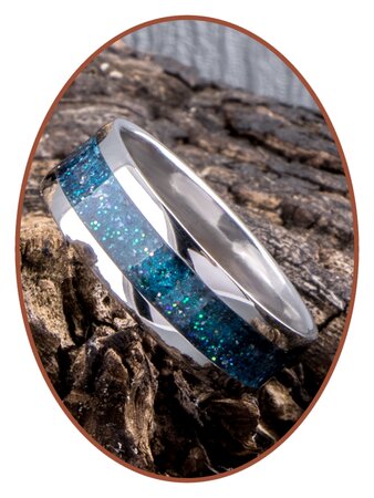 JB Memorials Stainless Steel Unisex Cremation Ash Ring 'Peacock Green'- CRA006