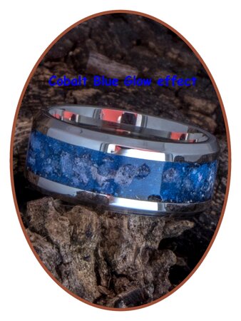 JB Memorials Stainless Steel Unisex Cremation Ash Ring 'Sky Blue Glow' 6/8mm wide - CRA013