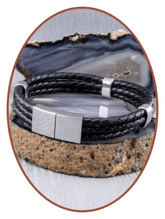 JB Memorials Stainless Steel Leather Ash Bracelet - ZAS014H