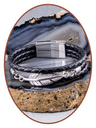 JB Memorials Stainless Steel Leather Ash Bracelet - ZAS014F