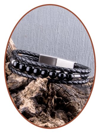 JB Memorials Stainless Steel Leather Beads Ash Bracelet - VAS009