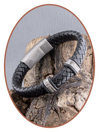 JB Memorials Stainless Steel Vintage Leather Duo Cremation Ash Bracelet - ASB024DUO