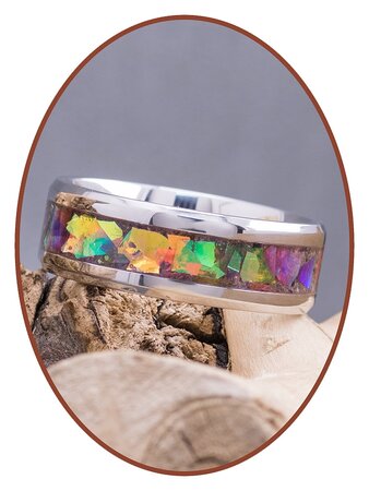 Colorful Cremation Ash Ring - 6 or 8mm wide - JCRA041-4M2B