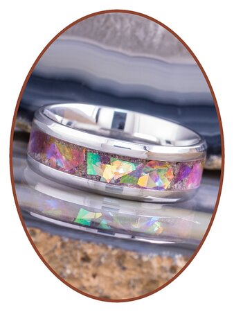 Colorful Cremation Ash Ring - 6 or 8mm wide - JCRA041-4M2B