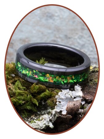 Cremation Ring - 'Heavenly Green' - 6 or 8mm width - JRB145C-4M2B