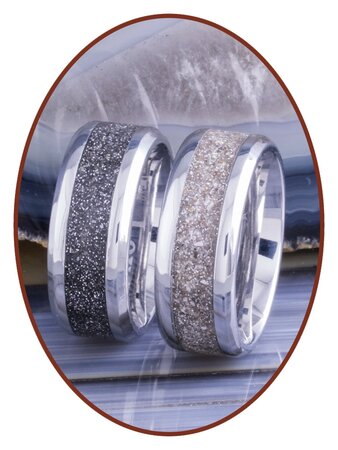 Partly Visible Cremation Ash Ring 6/8mm wide - JCRA006-4M2B