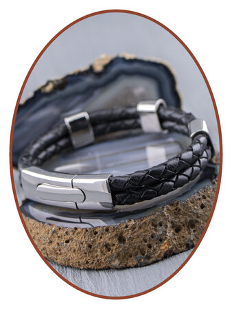 JB Memorials Stainless Steel Leather Men's Cremation Ash Bracelet - VAS004