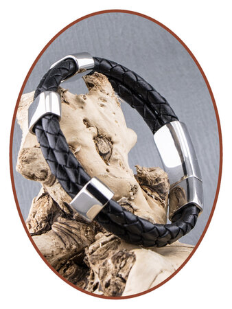 JB Memorials Stainless Steel Leather Men's Cremation Ash Bracelet - VAS004