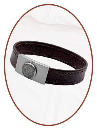 Stainless Steel / Leather Cremation Ash Bracelet  - ASB055