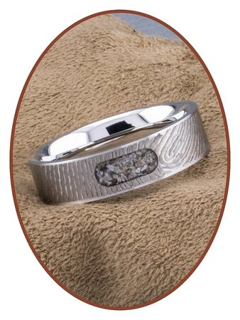 JB Memorials Stainless Steel Unisex Cremation Ash Fingerprint Ring - RB044V