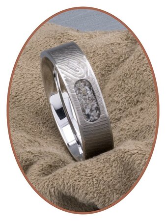 JB Memorials Stainless Steel Unisex Cremation Ash Fingerprint Ring - RB044V