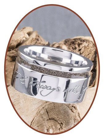 JB Memorials Silver Chrome Ladies Handwriting Cremation Ring - RB046DH