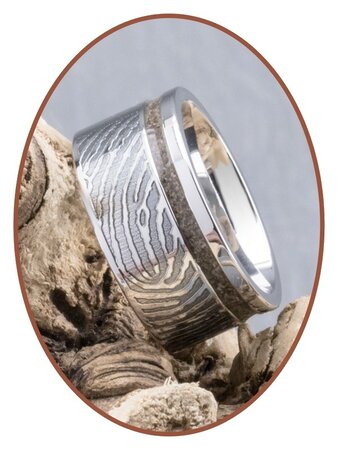 JB Memorials Silver Chrome Ladies Fingerprint Cremation Ring - RB046DV