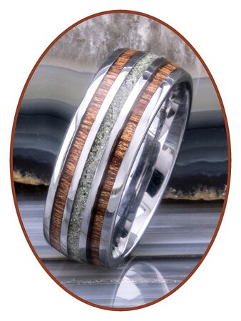 JB Memorials Natureline Wood Tungsten Cremation Ash Ring - WR006A