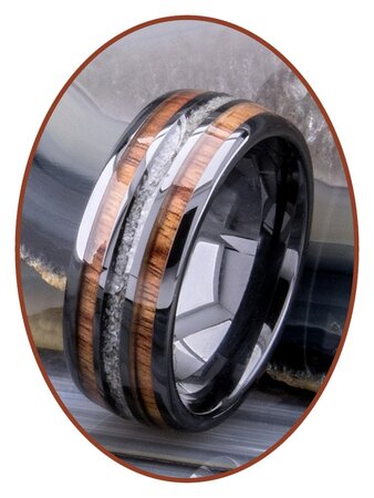 JB Memorials Natureline Wood Black Ceramic Zirconium Cremation Ash Ring - WR013A