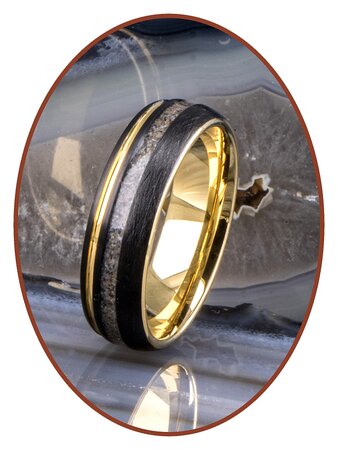 JB Memorials Tungsten Carbide Gold color / Black Cremation Ring 6mm- WR016D