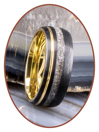 JB Memorials Tungsten Carbide Gold-color / Black Cremation Ring 8mm- WR016H