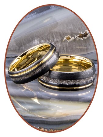 JB Memorials Tungsten Carbide Gold-color / Black Cremation Ring 8mm- WR016H