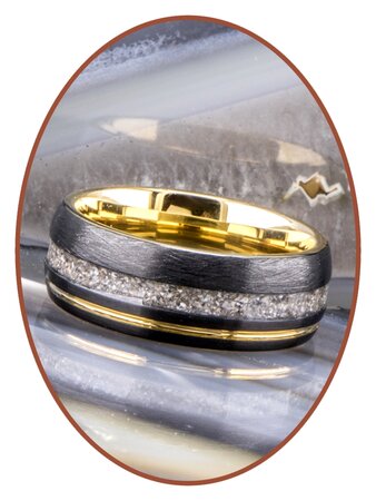 JB Memorials Tungsten Carbide Gold-color / Black Cremation Ring 8mm- WR016H