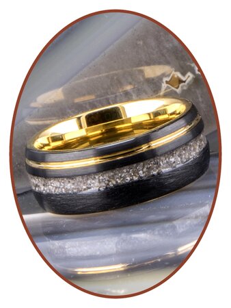 JB Memorials Tungsten Carbide Gold-color / Black Cremation Ring 8mm- WR016H