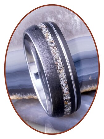 JB Memorials Tungsten Carbide Silver / Black Cremation Ring 8mm- WR017H