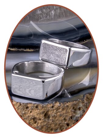 Stainless Steel (Fingerprint) Cremation Signet Ring - ZRA001