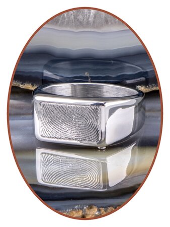 Stainless Steel (Fingerprint) Cremation Signet Ring - ZRA001