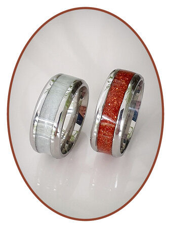 JB Memorials Stainless Steel Cremation Ash Ring 'Multi Color Glow' 6 or 8mm wide - CRA017