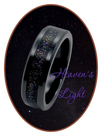 Cremation Ash Ring - 'Heavens Light' - 6 or 8mm wide - JRB145HL-4M2B